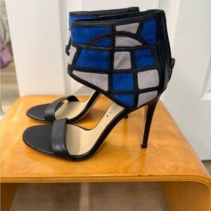 Via Spiga Retro Chic Black and Blue Women's Heels